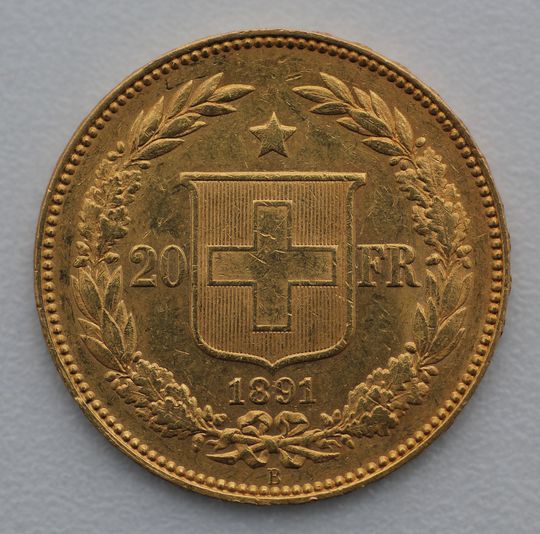Helvetia Goldmünzen Zahlseite